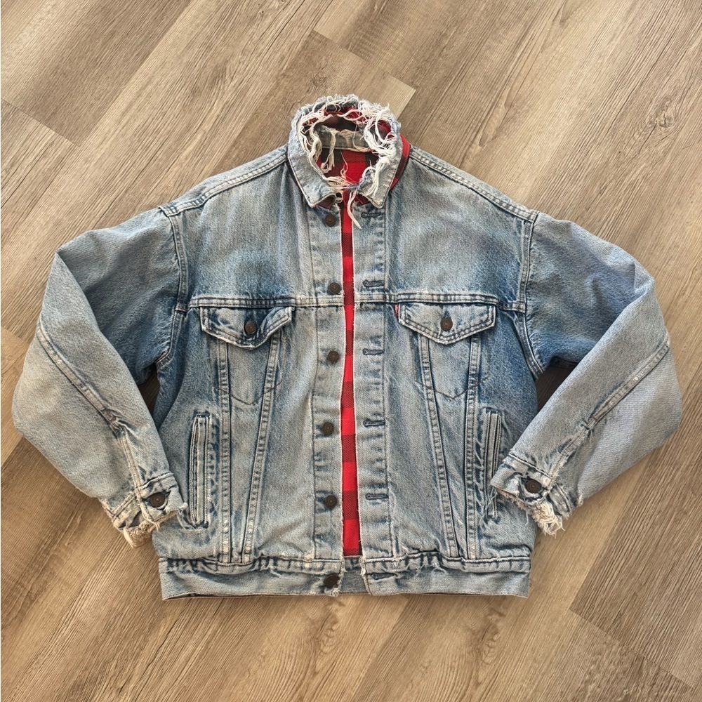 Mens Vintage Levis 70417 0819 Denim Jean Barn Trucker Plaid
Lined Jacket - Picture 2 of 7